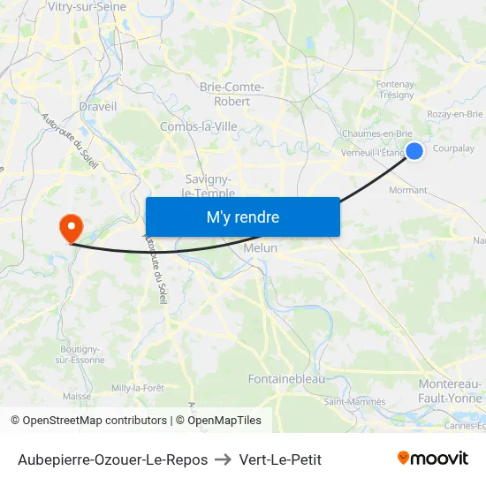 Aubepierre-Ozouer-Le-Repos to Vert-Le-Petit map