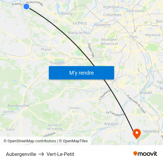 Aubergenville to Vert-Le-Petit map