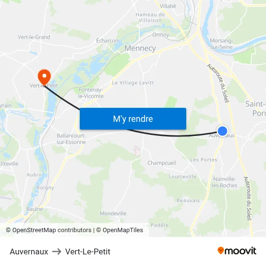 Auvernaux to Vert-Le-Petit map