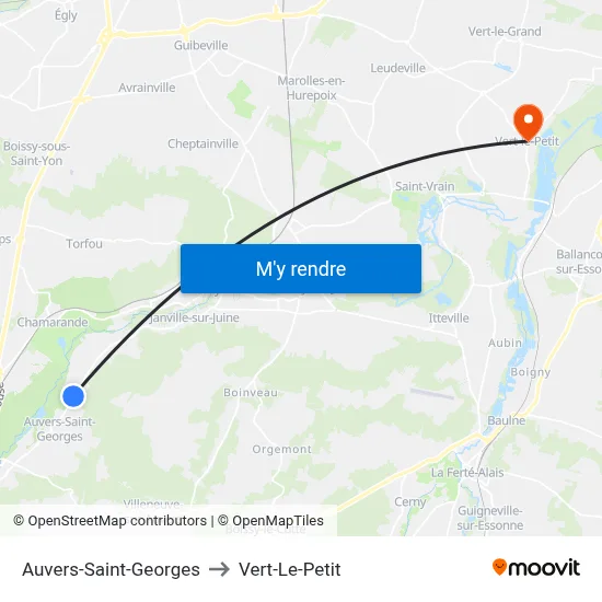 Auvers-Saint-Georges to Vert-Le-Petit map