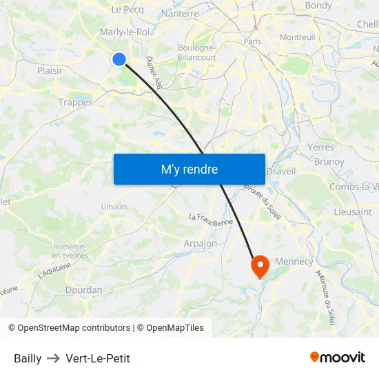 Bailly to Vert-Le-Petit map
