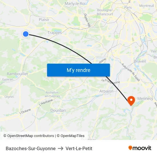Bazoches-Sur-Guyonne to Vert-Le-Petit map
