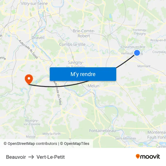 Beauvoir to Vert-Le-Petit map