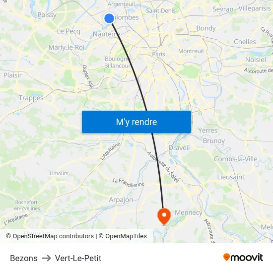Bezons to Vert-Le-Petit map