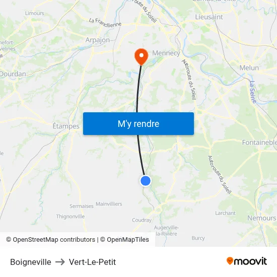 Boigneville to Vert-Le-Petit map