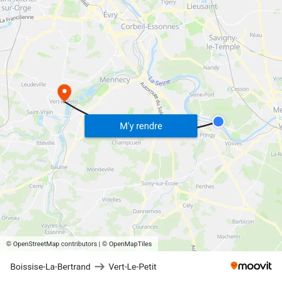 Boissise-La-Bertrand to Vert-Le-Petit map