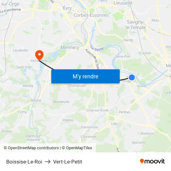 Boissise-Le-Roi to Vert-Le-Petit map