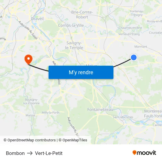 Bombon to Vert-Le-Petit map