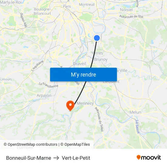 Bonneuil-Sur-Marne to Vert-Le-Petit map