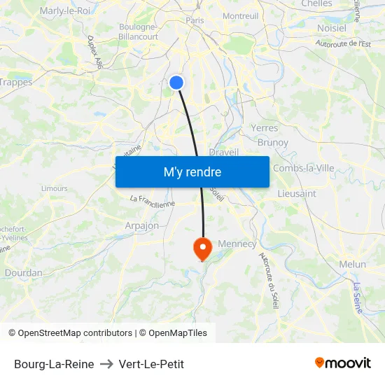 Bourg-La-Reine to Vert-Le-Petit map