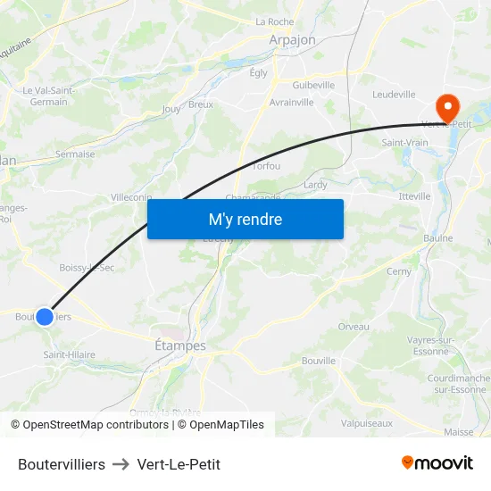 Boutervilliers to Vert-Le-Petit map