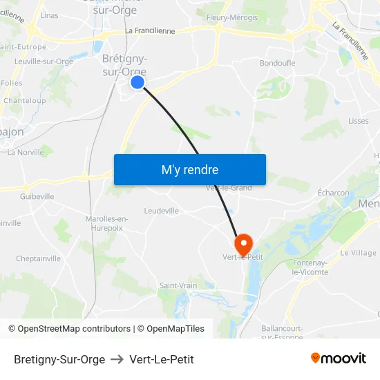 Bretigny-Sur-Orge to Vert-Le-Petit map