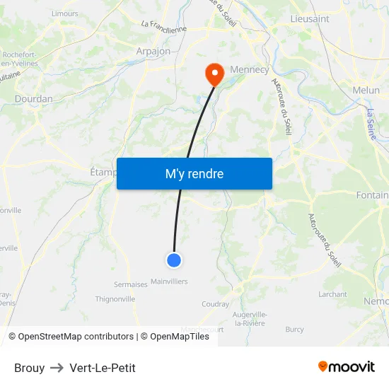 Brouy to Vert-Le-Petit map