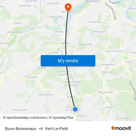 Buno-Bonnevaux to Vert-Le-Petit map