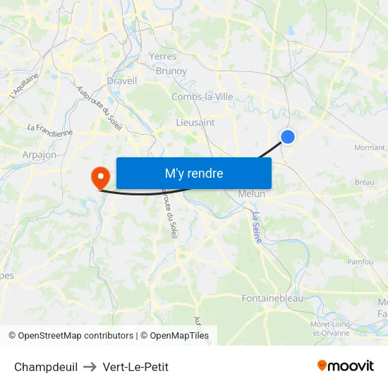 Champdeuil to Vert-Le-Petit map
