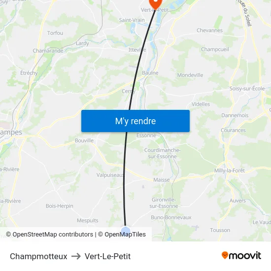 Champmotteux to Vert-Le-Petit map