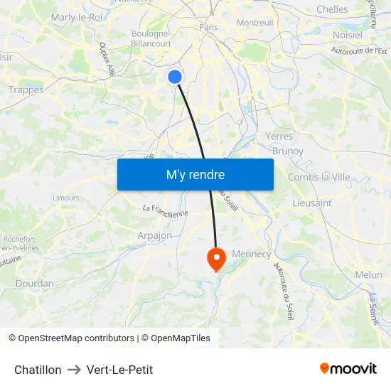 Chatillon to Vert-Le-Petit map