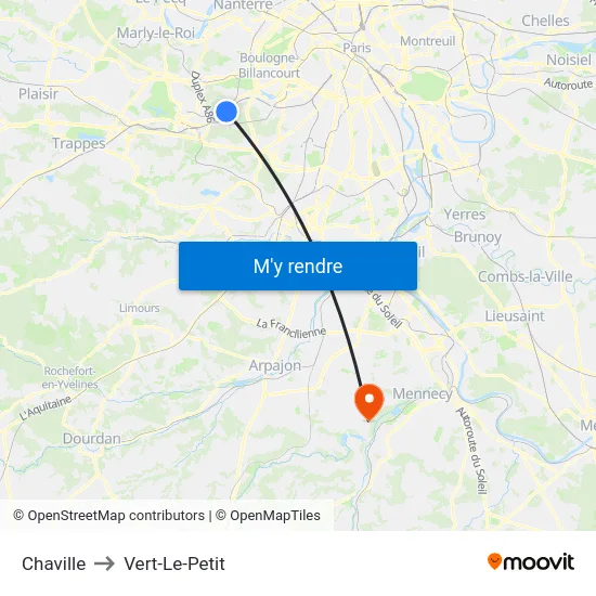 Chaville to Vert-Le-Petit map