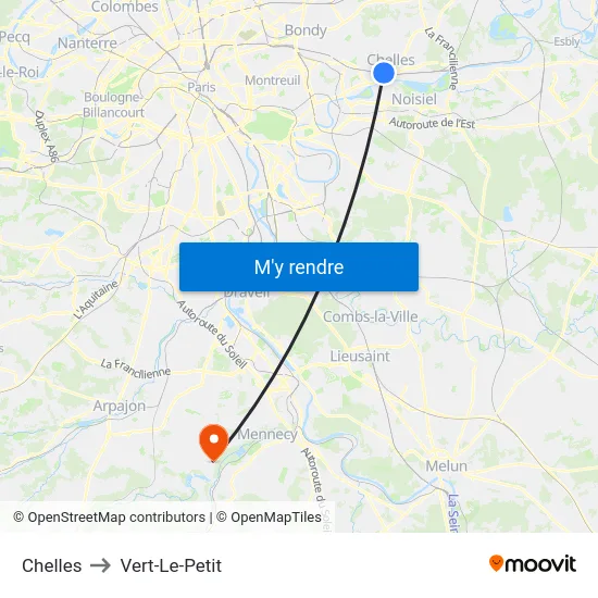 Chelles to Vert-Le-Petit map