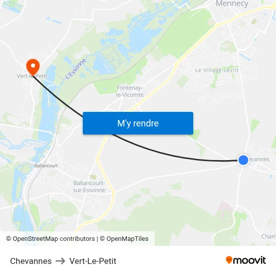 Chevannes to Vert-Le-Petit map