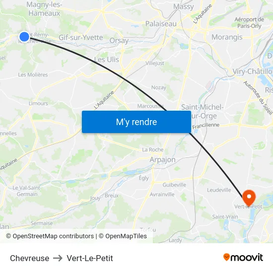 Chevreuse to Vert-Le-Petit map