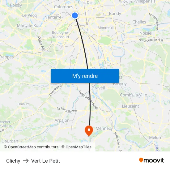 Clichy to Vert-Le-Petit map