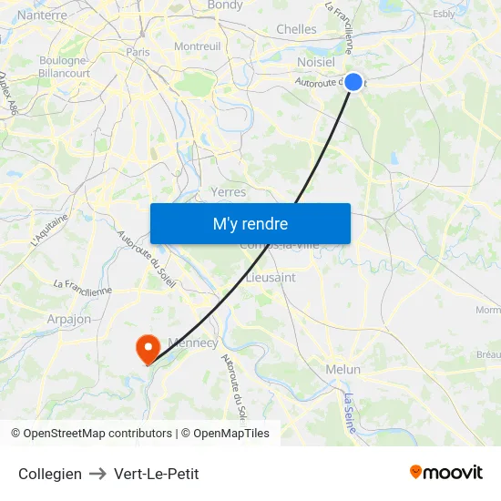 Collegien to Vert-Le-Petit map