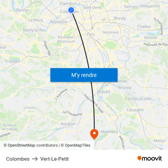 Colombes to Vert-Le-Petit map