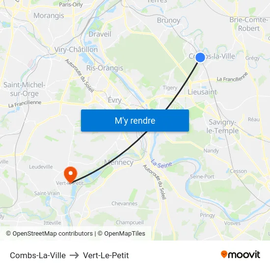 Combs-La-Ville to Vert-Le-Petit map