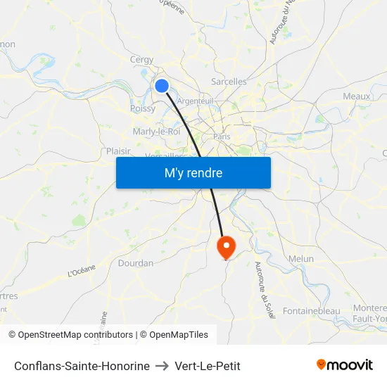 Conflans-Sainte-Honorine to Vert-Le-Petit map