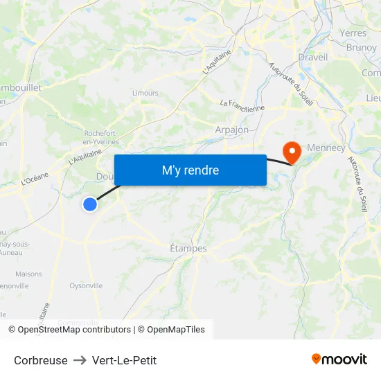 Corbreuse to Vert-Le-Petit map