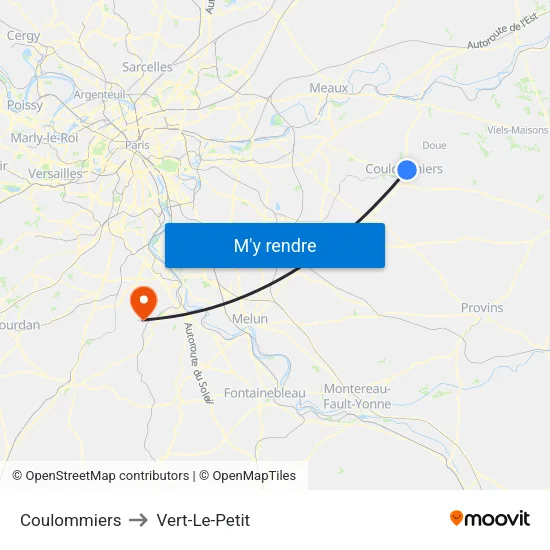 Coulommiers to Vert-Le-Petit map