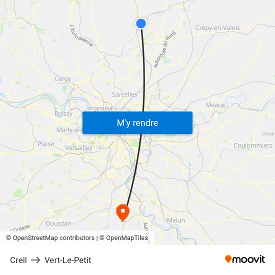 Creil to Vert-Le-Petit map