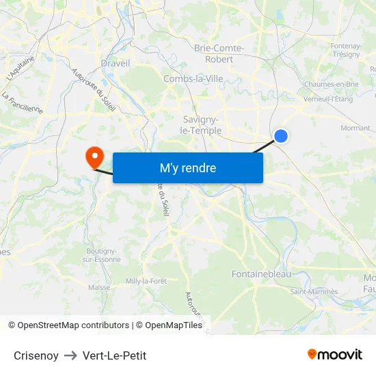 Crisenoy to Vert-Le-Petit map