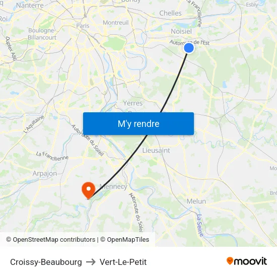 Croissy-Beaubourg to Vert-Le-Petit map