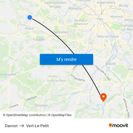 Davron to Vert-Le-Petit map