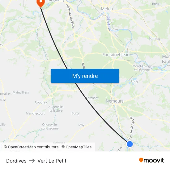 Dordives to Vert-Le-Petit map
