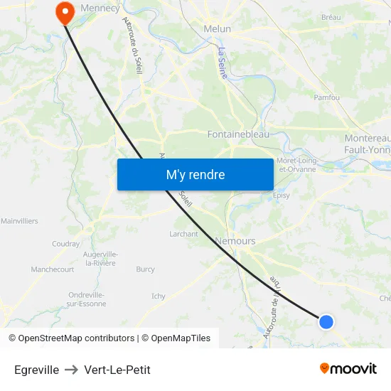 Egreville to Vert-Le-Petit map
