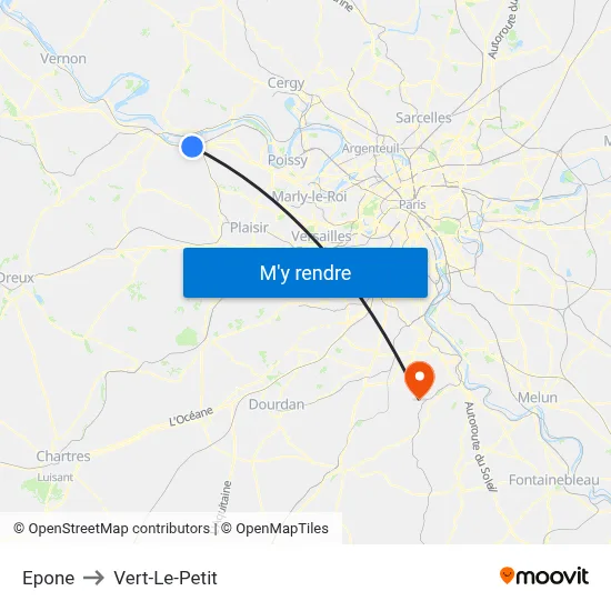 Epone to Vert-Le-Petit map