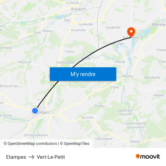 Etampes to Vert-Le-Petit map