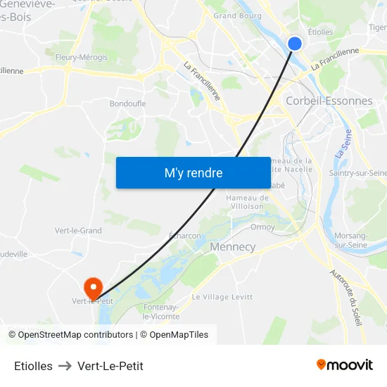 Etiolles to Vert-Le-Petit map