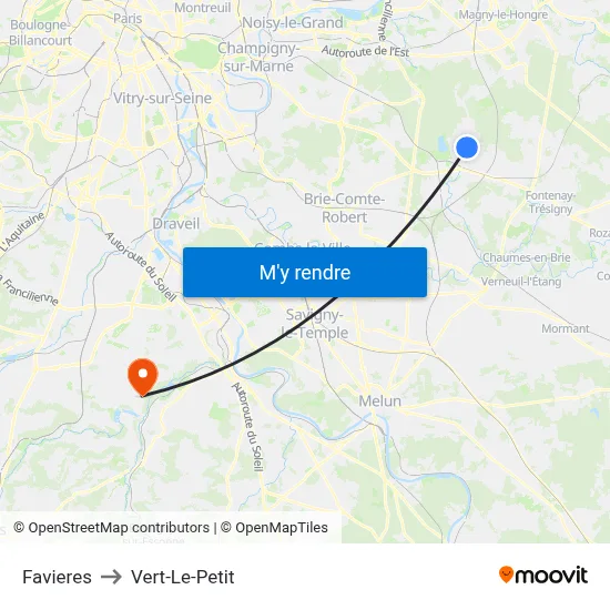 Favieres to Vert-Le-Petit map