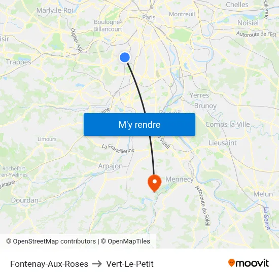 Fontenay-Aux-Roses to Vert-Le-Petit map