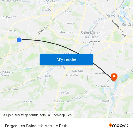 Forges-Les-Bains to Vert-Le-Petit map