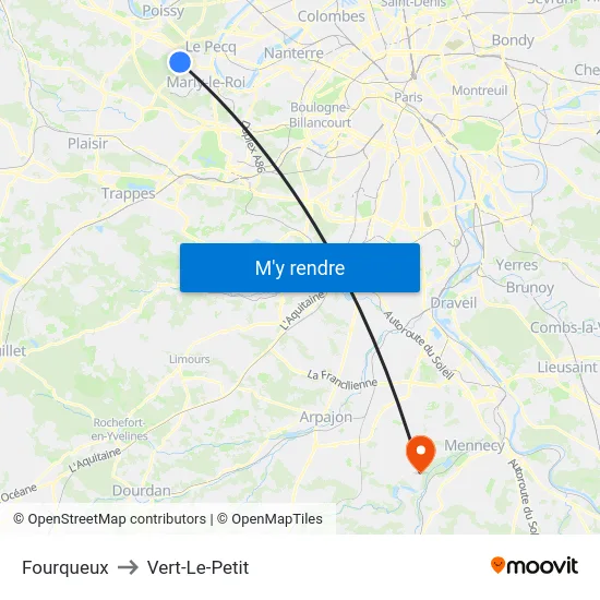 Fourqueux to Vert-Le-Petit map