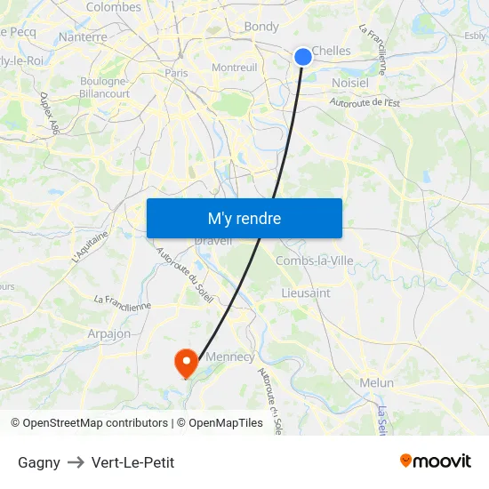 Gagny to Vert-Le-Petit map