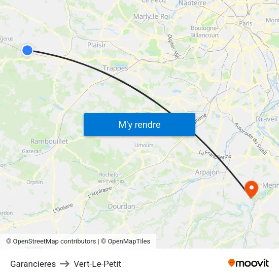 Garancieres to Vert-Le-Petit map