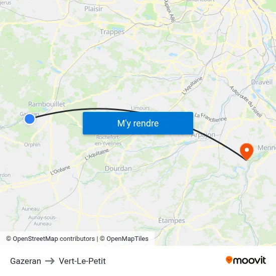Gazeran to Vert-Le-Petit map