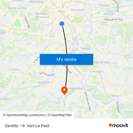 Gentilly to Vert-Le-Petit map