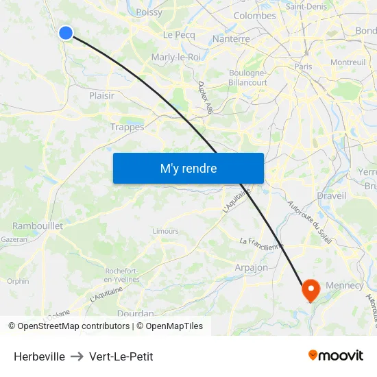 Herbeville to Vert-Le-Petit map